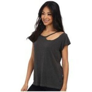 LNA Fallon V Neck Tee Cut Out Charcoal Revolve Small Grunge